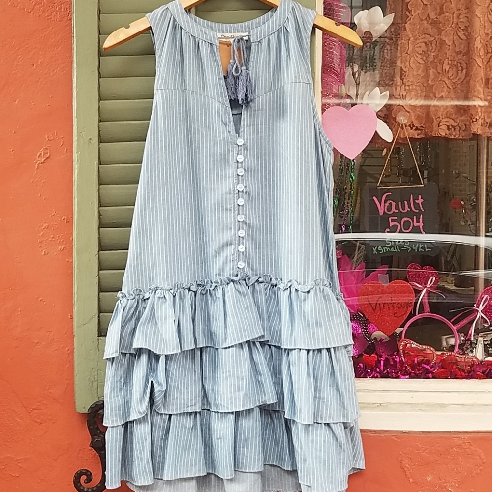 Ruffled bottom pinstriped dress